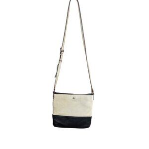 Kate Spade Two-Tone Pebbled Leather Crossbody Bag Adjustable Strap Cream & Black
